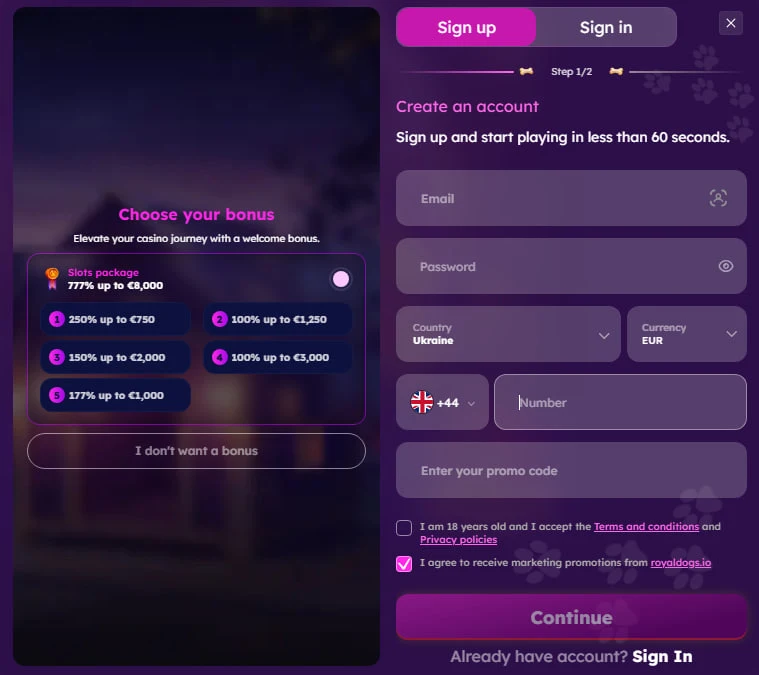 royaldogs casino sign up